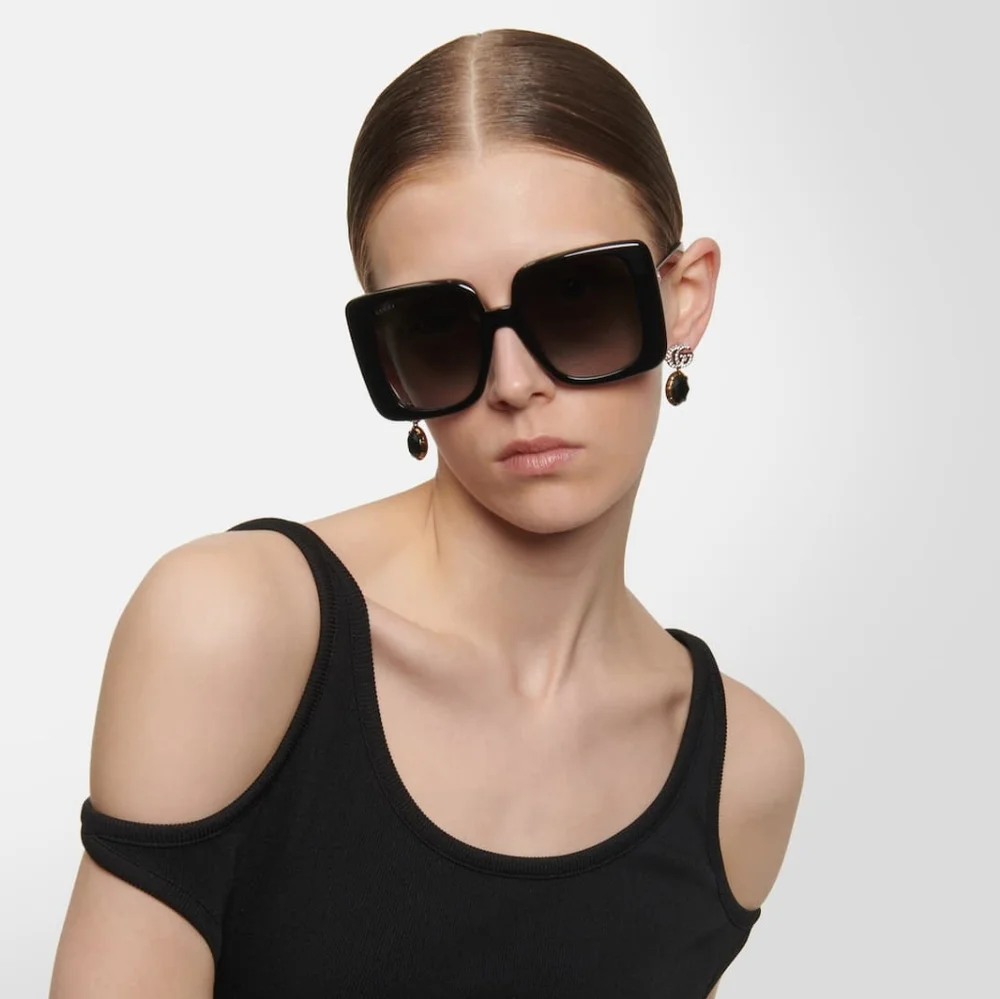 NEW GUCCI GG1314S 001 WOMEN’S BLACK SQUARE SUNGLASSES - Picture 2 of 6
